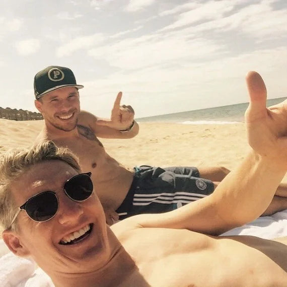 Footballer Bastian Schweinsteiger relaxing in the Tilman Sunglasses