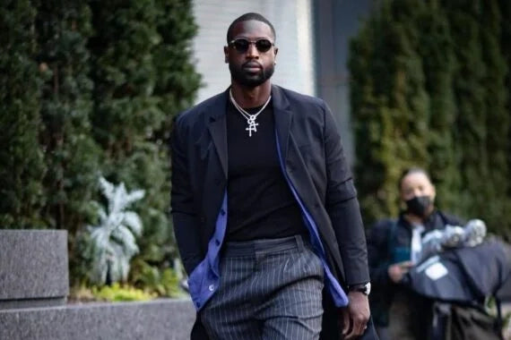 NBA Player Dwyane Wade sporting Leisure Society during his “Dwyane” book tour in NYC